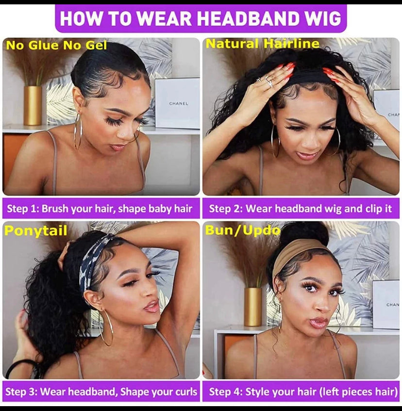 Curly Head Band Wig