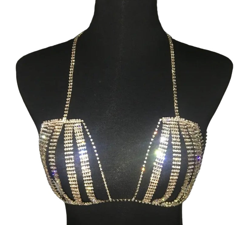 Rhinestone Chain Bra