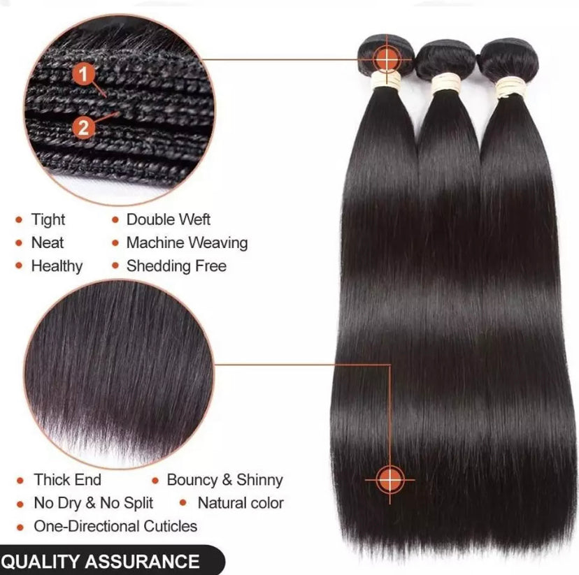 3 Human Hair Bundles With Transparent Closure