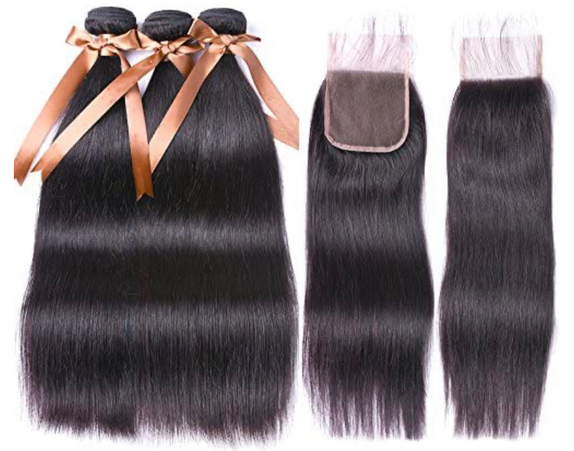 3 Human Hair Bundles With Transparent Closure