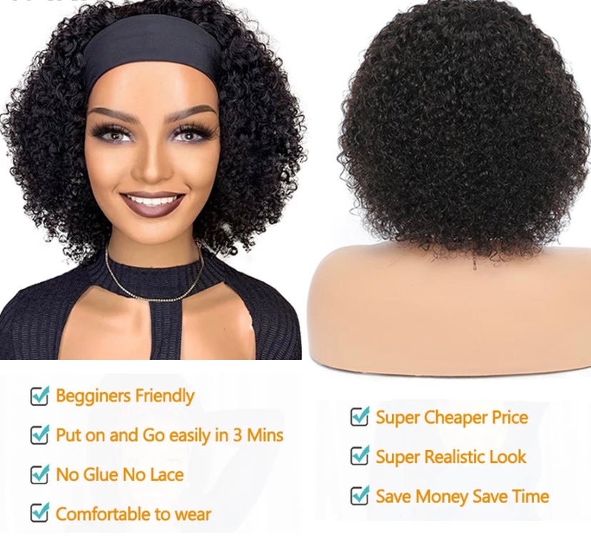Curly Head Band Wig
